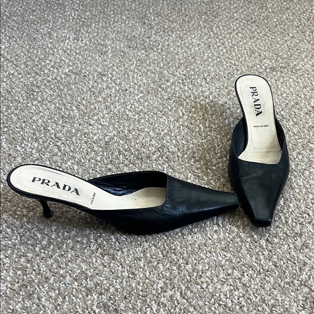 Prada Black Leather Mules